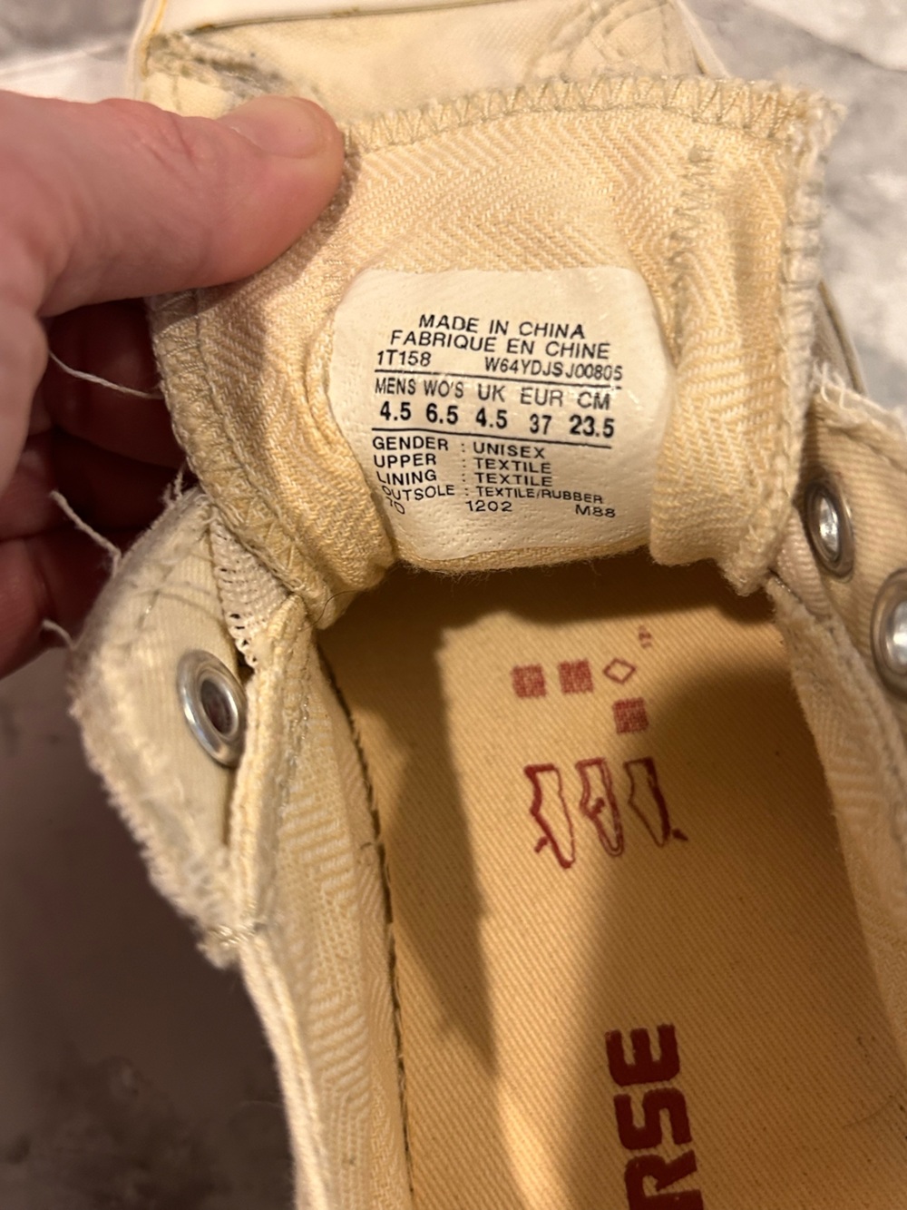 Converse Canvas Slip-On Sneakers in Off-White/Natural with Red Logo - Picture 5 of 5